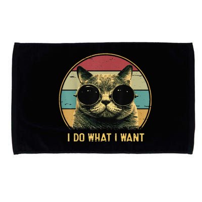 Retro I Do What I Want Funny Cat Lover, Cat Dad, Cat Mom Microfiber Hand Towel