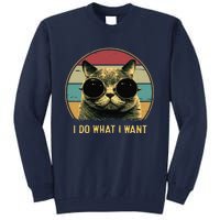 Retro I Do What I Want Funny Cat Lover, Cat Dad, Cat Mom Tall Sweatshirt