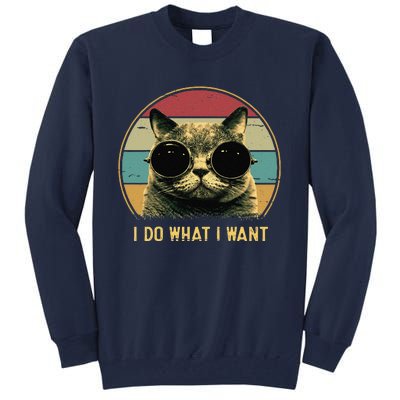 Retro I Do What I Want Funny Cat Lover, Cat Dad, Cat Mom Tall Sweatshirt