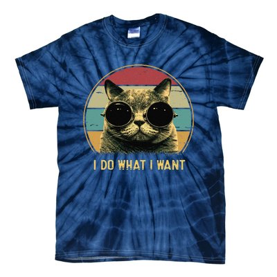 Retro I Do What I Want Funny Cat Lover, Cat Dad, Cat Mom Tie-Dye T-Shirt