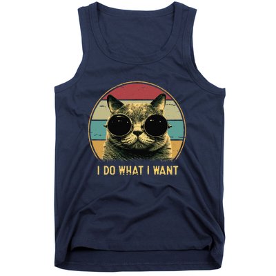 Retro I Do What I Want Funny Cat Lover, Cat Dad, Cat Mom Tank Top