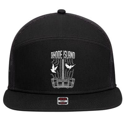 Rhode Island Disc Golf Player Breaking Chains Birdie Gift 7 Panel Mesh Trucker Snapback Hat