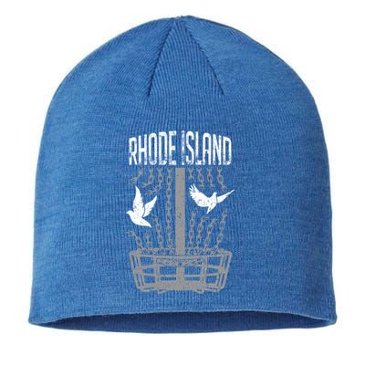 Rhode Island Disc Golf Player Breaking Chains Birdie Gift Sustainable Beanie