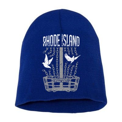 Rhode Island Disc Golf Player Breaking Chains Birdie Gift Short Acrylic Beanie