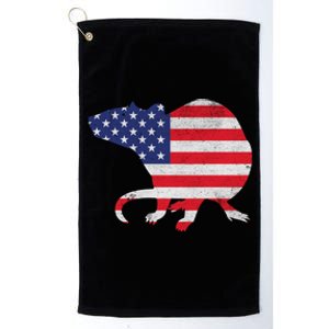 Rat Independence Day Patriotic Usa Flag 4th Of July Gift Platinum Collection Golf Towel