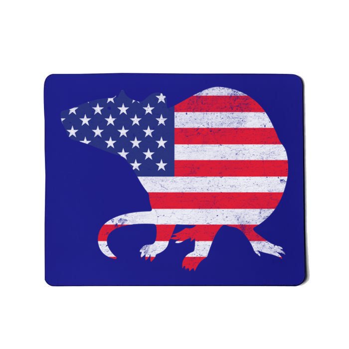 Rat Independence Day Patriotic Usa Flag 4th Of July Gift Mousepad