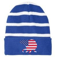 Rat Independence Day Patriotic Usa Flag 4th Of July Gift Striped Beanie with Solid Band