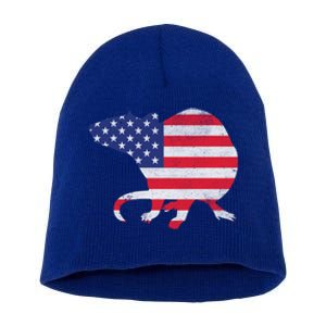 Rat Independence Day Patriotic Usa Flag 4th Of July Gift Short Acrylic Beanie