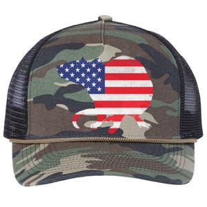 Rat Independence Day Patriotic Usa Flag 4th Of July Gift Retro Rope Trucker Hat Cap