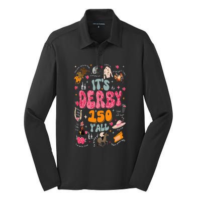 Retro Its Derby 150 Yall 150th Horse Racing Ky Derby Day Silk Touch Performance Long Sleeve Polo