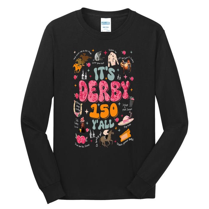 Retro Its Derby 150 Yall 150th Horse Racing Ky Derby Day Tall Long Sleeve T-Shirt