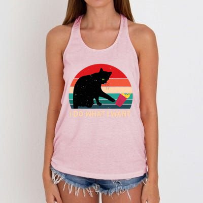 Retro i do what i want Vintage cat Women's Knotted Racerback Tank