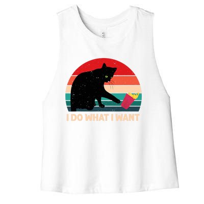 Retro i do what i want Vintage cat Women's Racerback Cropped Tank