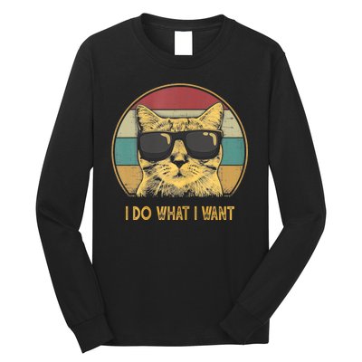 Retro I Do What I Want Cat Funny Cat Lover Long Sleeve Shirt