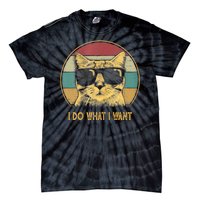 Retro I Do What I Want Cat Funny Cat Lover Tie-Dye T-Shirt