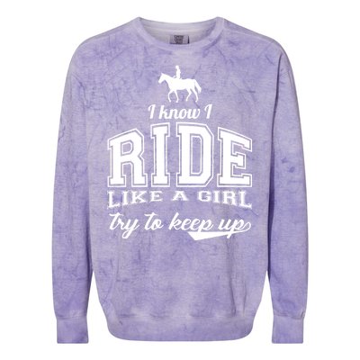 Ride Like A Girl Try To Keep Up Colorblast Crewneck Sweatshirt