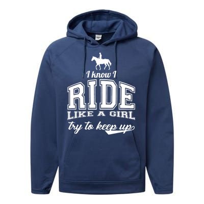 Ride Like A Girl Try To Keep Up Performance Fleece Hoodie