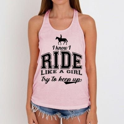 Ride Like A Girl Try To Keep Up Women's Knotted Racerback Tank