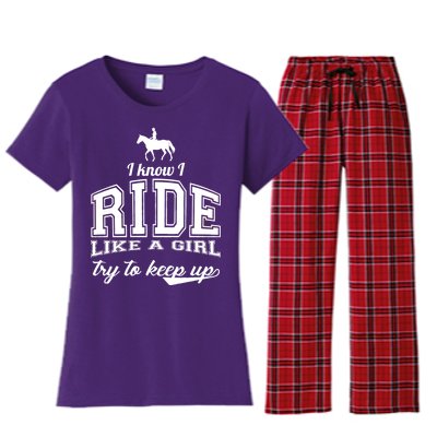 Ride Like A Girl Try To Keep Up Women's Flannel Pajama Set