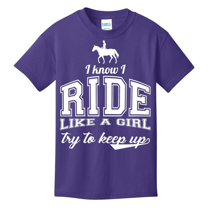 Ride Like A Girl Try To Keep Up Kids T-Shirt