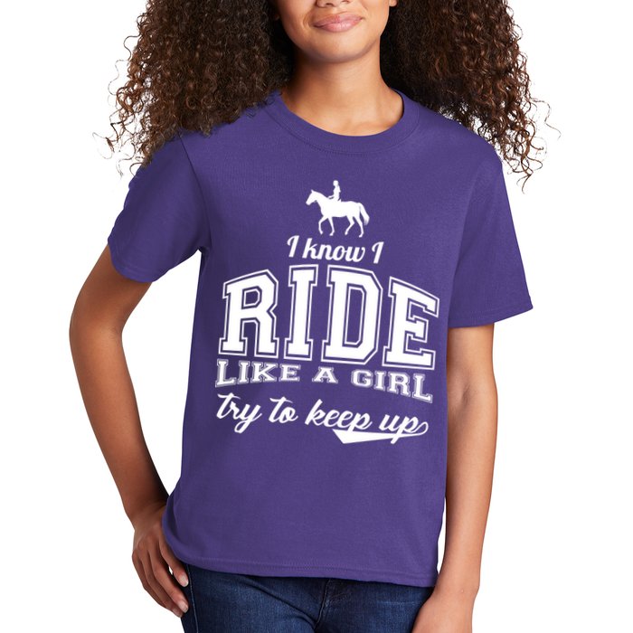 Ride Like A Girl Try To Keep Up Kids T-Shirt