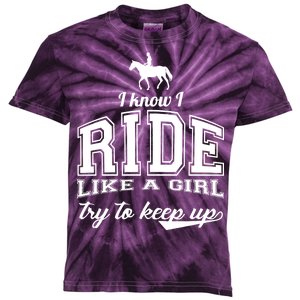 Ride Like A Girl Try To Keep Up Kids Tie-Dye T-Shirt