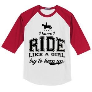 Ride Like A Girl Try To Keep Up Kids Colorblock Raglan Jersey