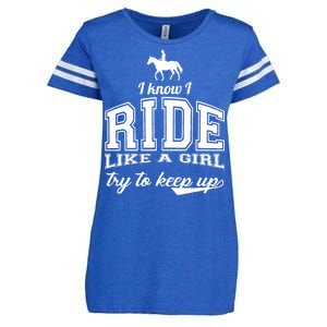 Ride Like A Girl Try To Keep Up Enza Ladies Jersey Football T-Shirt