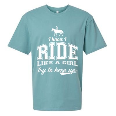 Ride Like A Girl Try To Keep Up Sueded Cloud Jersey T-Shirt