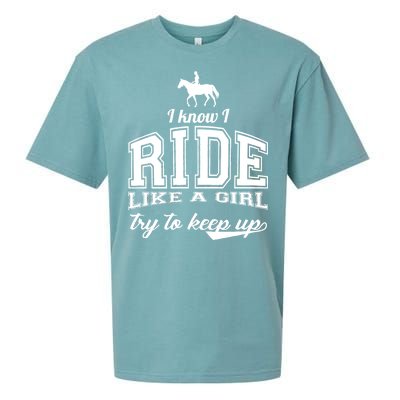 Ride Like A Girl Try To Keep Up Sueded Cloud Jersey T-Shirt