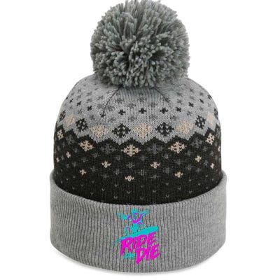 Ride Or Die Snow Boarding The Baniff Cuffed Pom Beanie