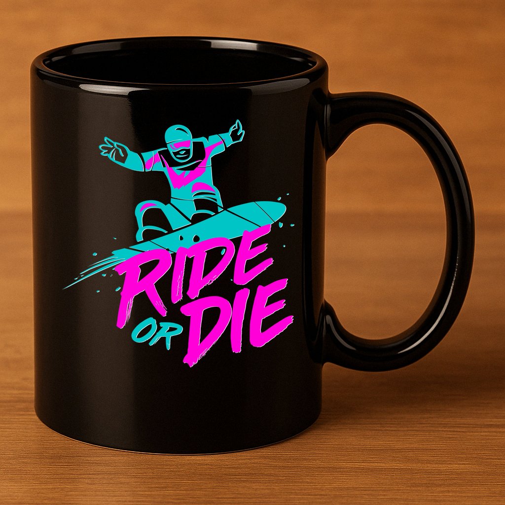 Ride Or Die Snow Boarding 11oz C Handle Ceramic Mug