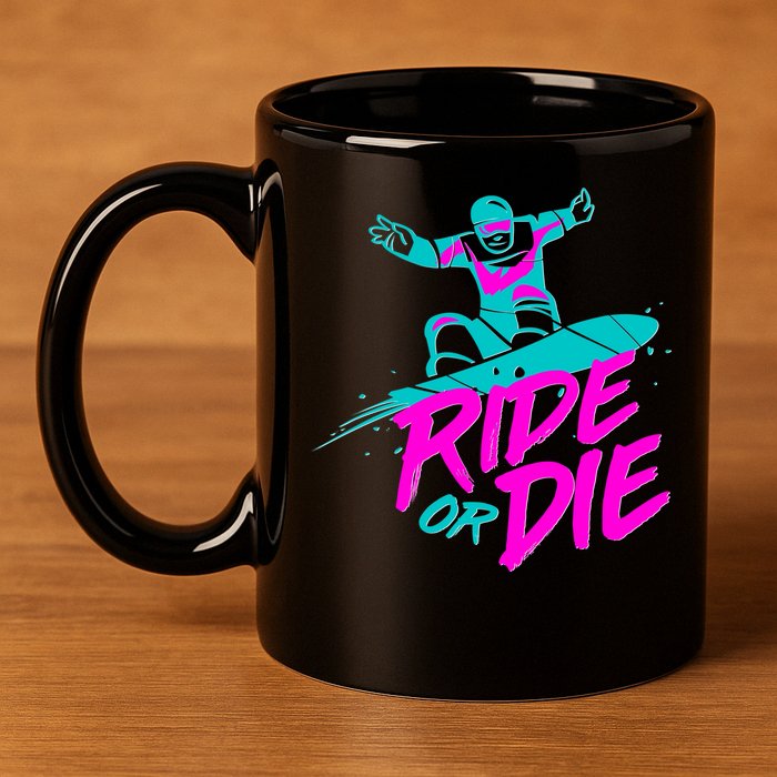 Ride Or Die Snow Boarding 11oz C Handle Ceramic Mug