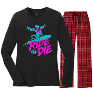 Ride Or Die Snow Boarding Women's Long Sleeve Flannel Pajama Set 