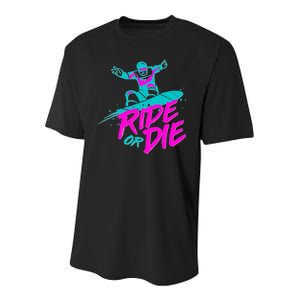 Ride Or Die Snow Boarding Youth Performance Sprint T-Shirt