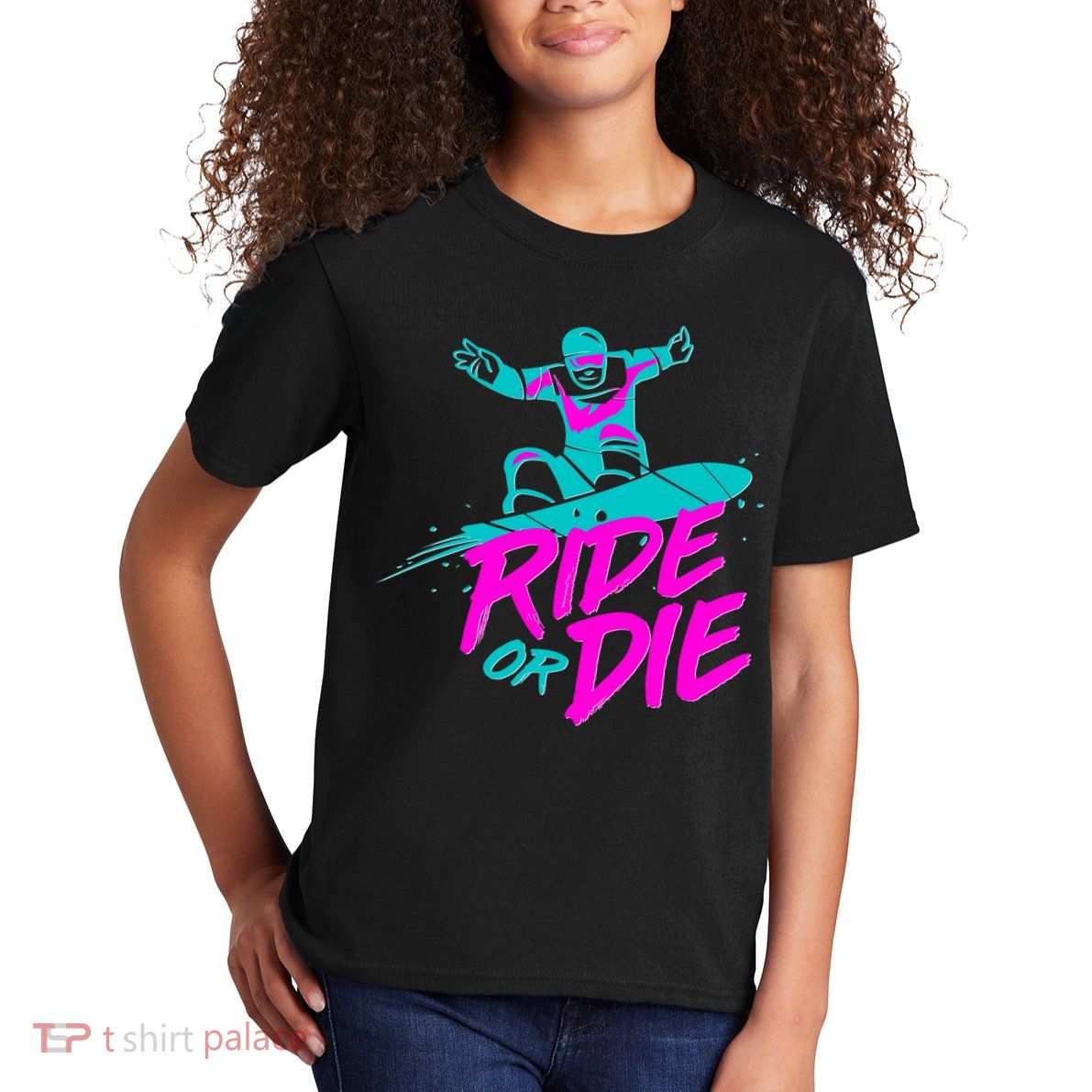 Ride Or Die Snow Boarding Kids T-Shirt