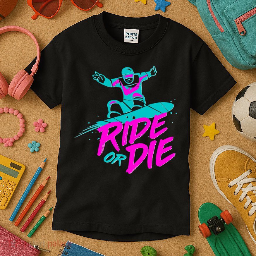Ride Or Die Snow Boarding Kids T-Shirt