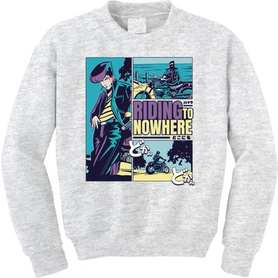 Riding Nowhere Anime Kids Sweatshirt