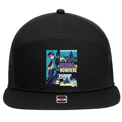 Riding Nowhere Anime 7 Panel Mesh Trucker Snapback Hat