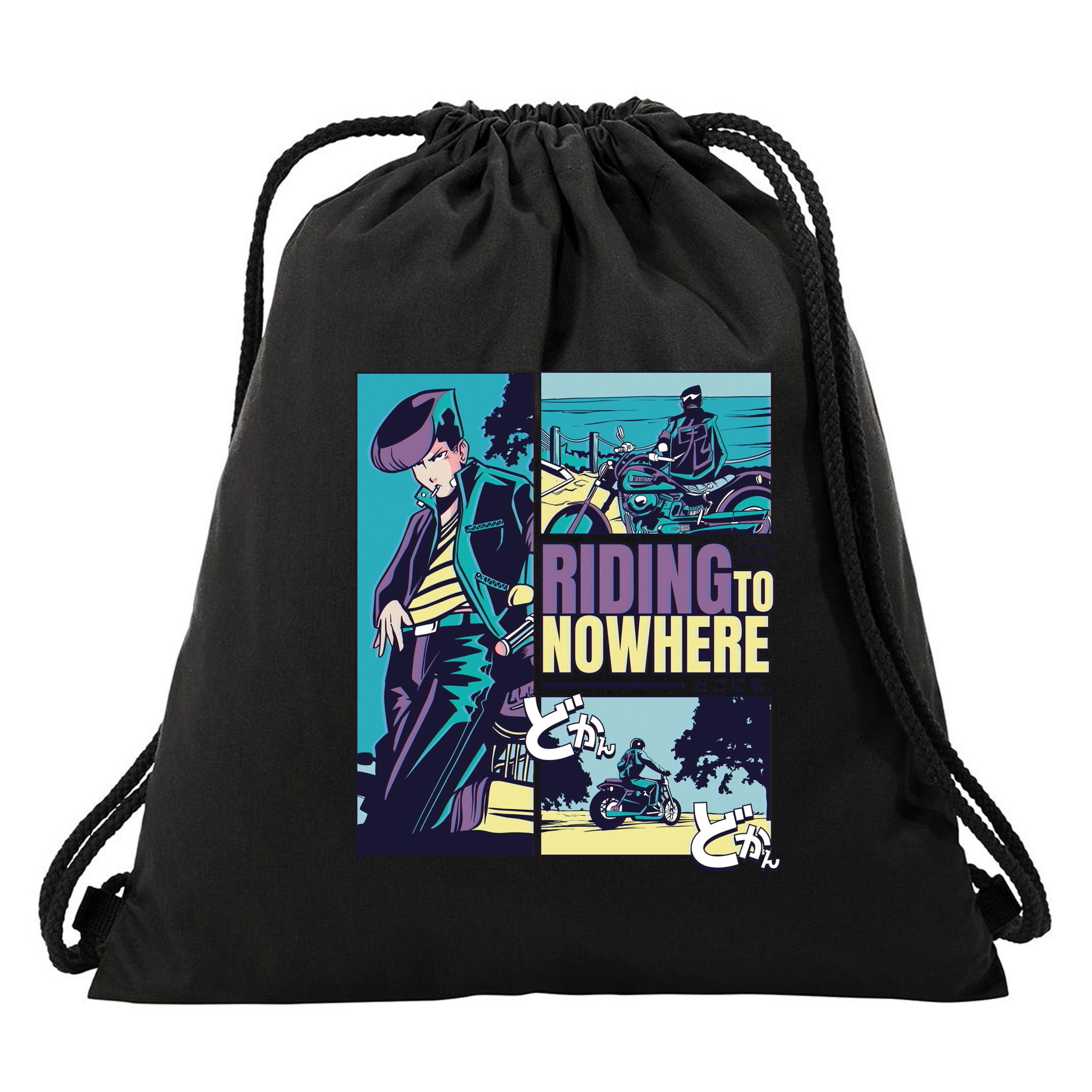 Riding Nowhere Anime Drawstring Bag