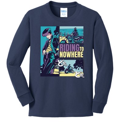 Riding Nowhere Anime Kids Long Sleeve Shirt