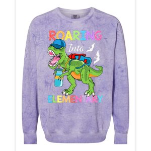 Roaring Into Elementary Dinosaur Back To School Colorblast Crewneck Sweatshirt