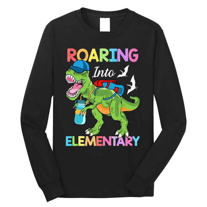 Roaring Into Elementary Dinosaur Back To School Long Sleeve Shirt