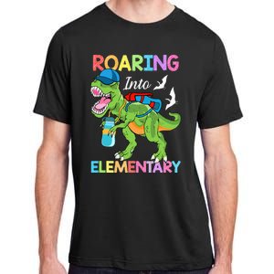 Roaring Into Elementary Dinosaur Back To School Adult ChromaSoft Performance T-Shirt