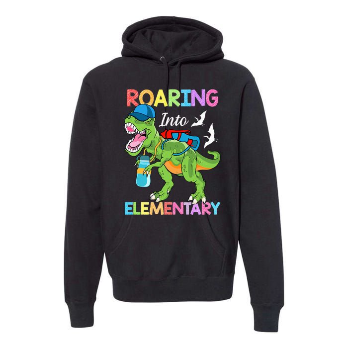 Roaring Into Elementary Dinosaur Back To School Premium Hoodie