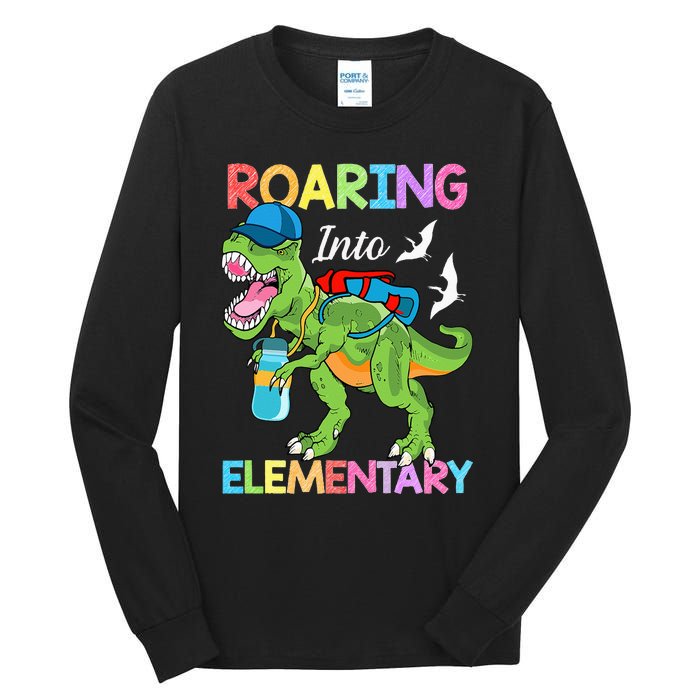 Roaring Into Elementary Dinosaur Back To School Tall Long Sleeve T-Shirt