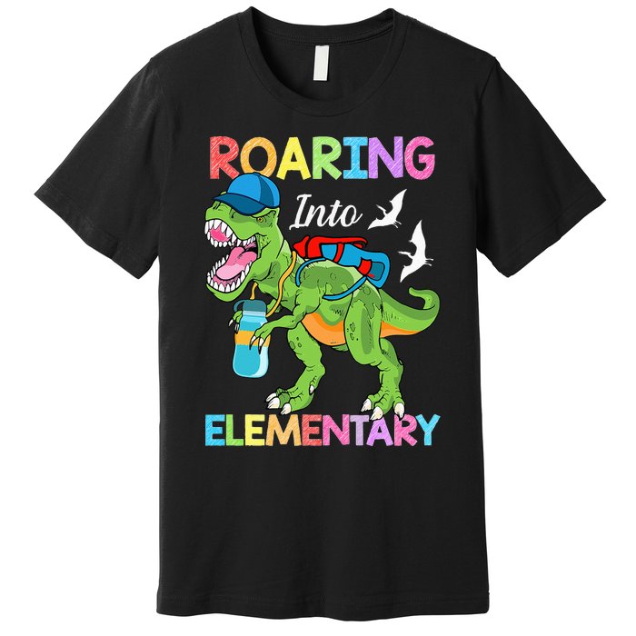 Roaring Into Elementary Dinosaur Back To School Premium T-Shirt