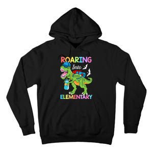 Roaring Into Elementary Dinosaur Back To School Tall Hoodie