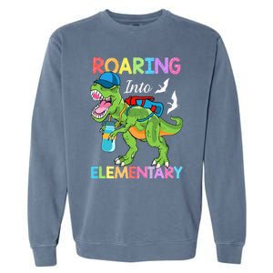 Roaring Into Elementary Dinosaur Back To School Garment-Dyed Sweatshirt