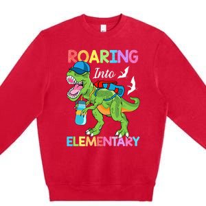 Roaring Into Elementary Dinosaur Back To School Premium Crewneck Sweatshirt